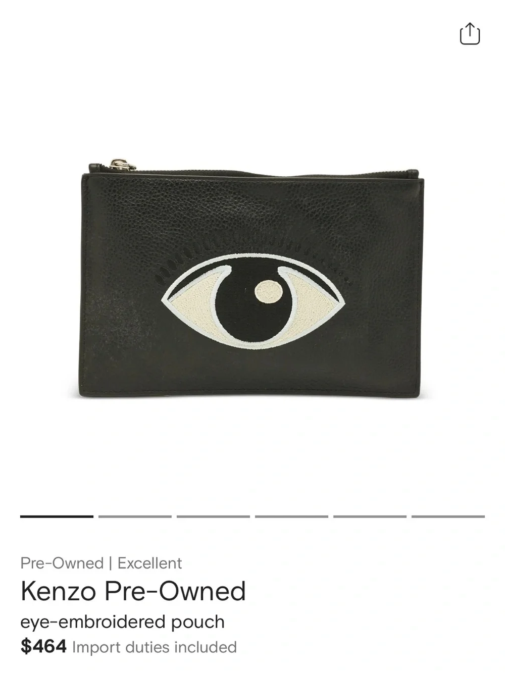 Kenzo Black pebbled leather zip clutch unisex retails $400